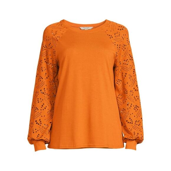 ❄️2/$5❄️[B9] Nine.Eight Women Casual Long Sleeve Round Neck Statement Pullover - Picture 5 of 5